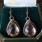 Antique Vintage Late Edwardian Little Smokey Quartz Drop Dangle Earrings - 4.31g