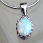 Vintage 1950-s 925 Sterling Silver Natural Opal Necklace - Beautiful!!!