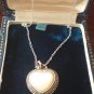Antique Vintage 1920-s Sterling Silver Mother of Pearl Heart Pendant Necklace.