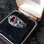 Antique Vintage 1930-s 925 Sterling Silver Ruby Ring Size UK Size P, US Size 7.5