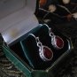 Antique Vintage 1930-s Small Garnet  Sterling Silver  Earrings - Beautiful.