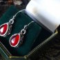 Antique Vintage 1930-s Small Garnet Sterling Silver Earrings - Beautiful.