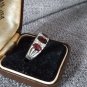 Antique Vintage 1920 Ruby Silver Ring Size UK L, US 5 3/4 Full Hallmarks ANCHOR.