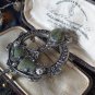 Antique Vintage Large Irish Celtic Chunky Pewter Green Hardstone Brooch.