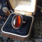 Antique Vintage Edwardian 1900-s Sterling Silver Amber Ring UK M, US 6 1/4 Heavy