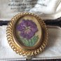 VINTAGE 1940-s Handmade Pretty Oval Goldtone Floral BROOCH - Rare and Beautiful!