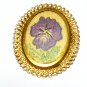 VINTAGE 1940-s Handmade Pretty Oval Goldtone Floral BROOCH - Rare and Beautiful!