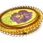 VINTAGE 1940-s Handmade Pretty Oval Goldtone Floral BROOCH - Rare and Beautiful!