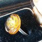 Vintage 1960-s Sterling Silver Amber Rose Ring Size Uk P 1/2, US 7 3/4.