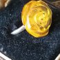 Vintage 1960-s Sterling Silver Amber Rose Ring Size Uk P 1/2, US 7 3/4.