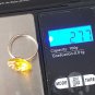 Vintage 1960-s Sterling Silver Amber Rose Ring Size Uk P 1/2, US 7 3/4.