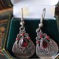 Antique Vintage 1930-s Little Drop Dangle Gypsy Earrings with Garnet- 4.47g