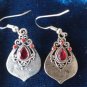 Antique Vintage 1930-s Little Drop Dangle Gypsy Earrings with Garnet- 4.47g