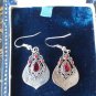 Antique Vintage 1930-s Little Drop Dangle Gypsy Earrings with Garnet- 4.47g