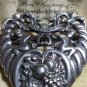 VINTAGE Extremely Large Scottish Pewter Cini Gemini Zodiac Cherubs Brooch.
