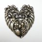 VINTAGE Extremely Large Scottish Pewter Cini Gemini Zodiac Cherubs Brooch.