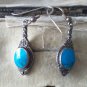 Antique Vintage Victorian Sterling Silver 925 Turquoise Marcasite Earrings