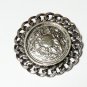 VINTAGE Signed Next Heraldic Large Silver Coin & Chain Framed Statement BROOCH