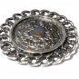 VINTAGE Signed Next Heraldic Large Silver Coin & Chain Framed Statement BROOCH