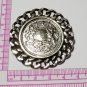 VINTAGE Signed Next Heraldic Large Silver Coin & Chain Framed Statement BROOCH