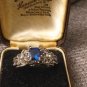 Vintage 1980-s Sterling Silver Blue Sapphires Ring Size US 7, UK O