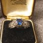 Vintage 1980-s Sterling Silver Blue Sapphires Ring Size US 7, UK O