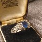 Vintage 1980-s Sterling Silver Blue Sapphires Ring Size US 7, UK O