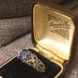 Vintage 1980-s Sterling Silver Blue Sapphires Ring Size US 7, UK O