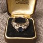 Vintage 1980-s Sterling Silver Blue Sapphires Ring Size US 7, UK O