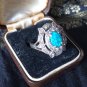 Antique Vintage 1900-s Late Victorian Silver Large Blue Opal Ring Size UK M US 6