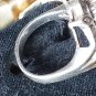 Antique Vintage 1900-s Late Victorian Silver Large Blue Opal Ring Size UK M US 6