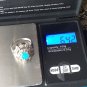 Antique Vintage 1900-s Late Victorian Silver Large Blue Opal Ring Size UK M US 6