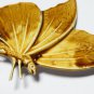 VINTAGE 1990-s Large Pressed Metal & Brown/Beige Enamel Butterfly/Moth BROOCH