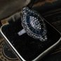 Antique Vintage Art Deco Zircon and Blue Quartz 900 Silver Ring Size UK M , US 6
