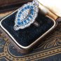 Antique Vintage Art Deco Zircon and Blue Quartz 900 Silver Ring Size UK M , US 6
