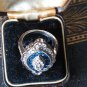 Antique Vintage Art Deco Zircon and Blue Quartz 900 Silver Ring Size UK M , US 6