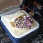 Vintage 1970-s Celtic Heart Silver Amethyst Ring - UK Size O US 7 -HEAVY 5.84 g