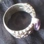 Vintage 1970-s Celtic Heart Silver Amethyst Ring - UK Size O US 7 -HEAVY 5.84 g