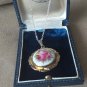 Antique Vintage Edwardian 800 Silver & Mosaic Flower Pendant & 16 inch Chain