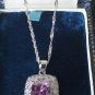 Vintage Hallmarked 925 Large Sterling Silver Amethyst Necklace - Heavy 7.69 g.