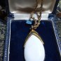 VINTAGE Gold Plated Rope Chain & White Pot/Ceramic Red Floral Painted PENDANT