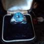 Antique Vintage 1960-s Blue Aquamarine 925 Sterling Silver Ring Size UK O , US 7