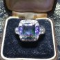 Vintage 1980-s  925 Sterling Silver  Amethyst and Zircon  Ring  Size US 8, UK Q.