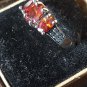 Antique Vintage 1940-s Beautiful 3 x Ruby Sterling Silver Ring Size UK P, US 7.5