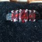 Antique Vintage 1940-s Beautiful 3 x Ruby Sterling Silver Ring Size UK P, US 7.5