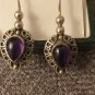 Antique Vintage 1900 Heavy - Colonial India Amethyst Sterling Silver  Earrings