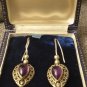 Antique Vintage 1900 Heavy - Colonial India Amethyst Sterling Silver  Earrings