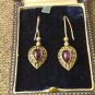 Antique Vintage 1900 Heavy - Colonial India Amethyst Sterling Silver  Earrings