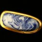 VINTAGE 1950-S Large Channel Island  Ceramic Oval Blue/White Abstract BROOCH