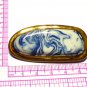 VINTAGE 1950-S Large Channel Island  Ceramic Oval Blue/White Abstract BROOCH